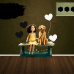 Find Playing Girl And Dog