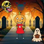 Girl Behind The Pumpkin Witch