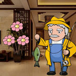 Granddad Ready To Caught Fish