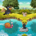 Little Crow Stuck In Pond